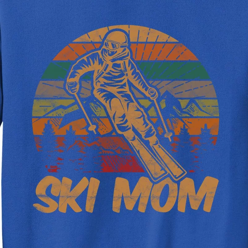 Retro Ski Mom Sunset Gift Mother Skier Fan Skiing Mama Meaningful Gift Tall Sweatshirt