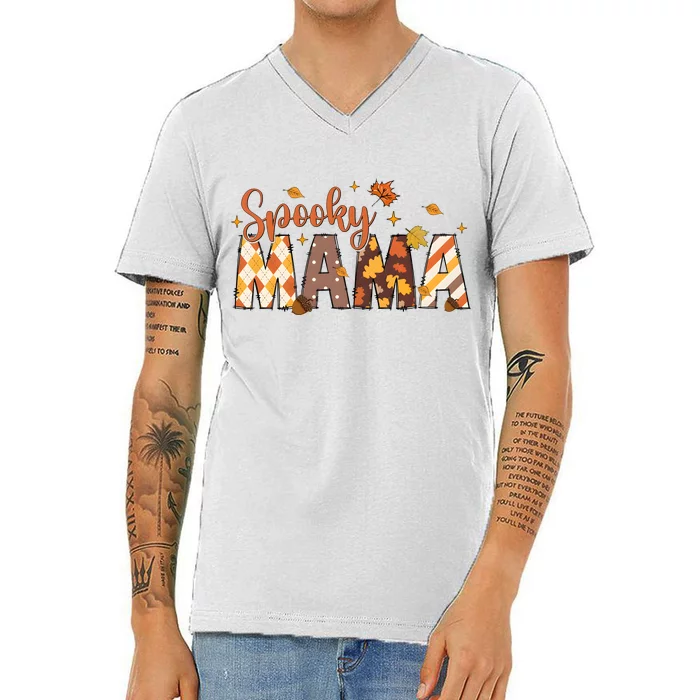 Retro Spooky Mama Halloween V-Neck T-Shirt