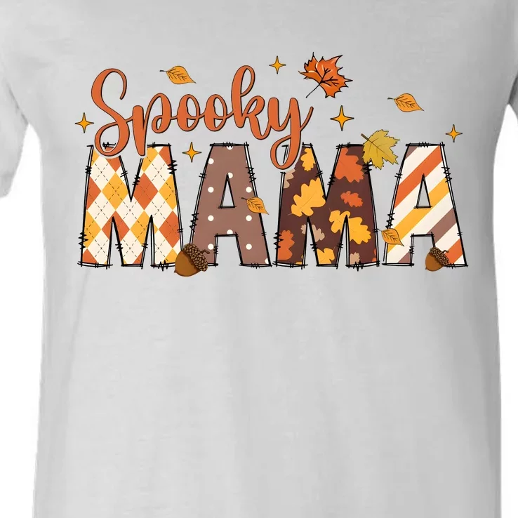 Retro Spooky Mama Halloween V-Neck T-Shirt