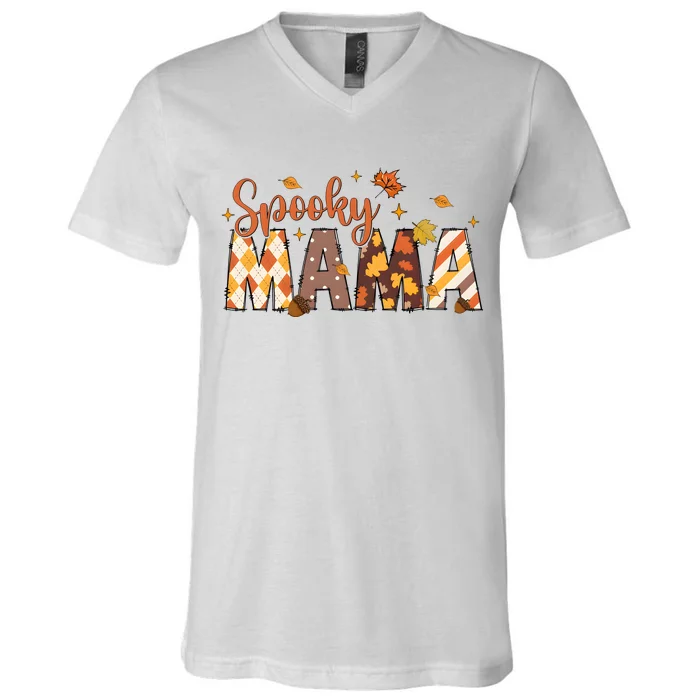 Retro Spooky Mama Halloween V-Neck T-Shirt