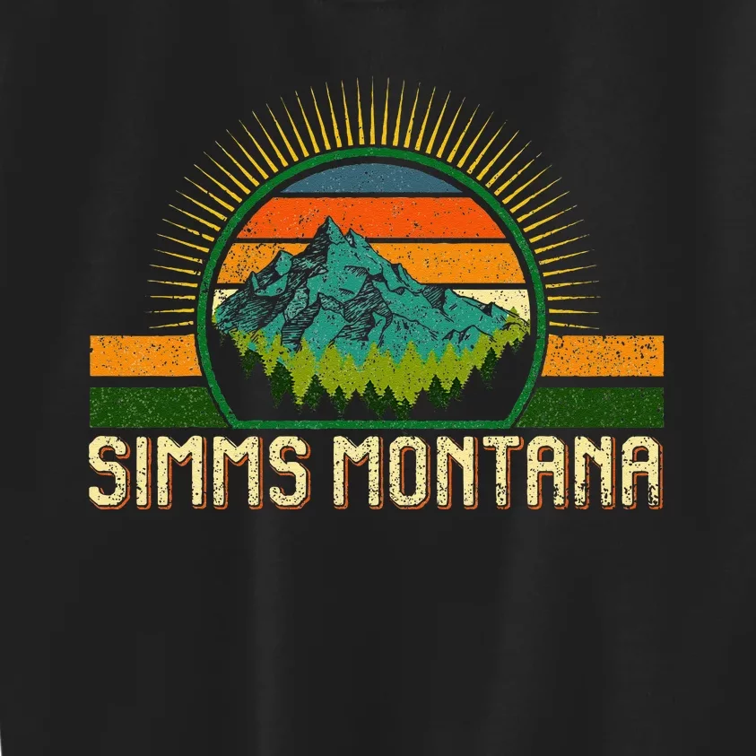 Retro Simms Montana National Park Moutains Camping Hiking Kids Sweatshirt