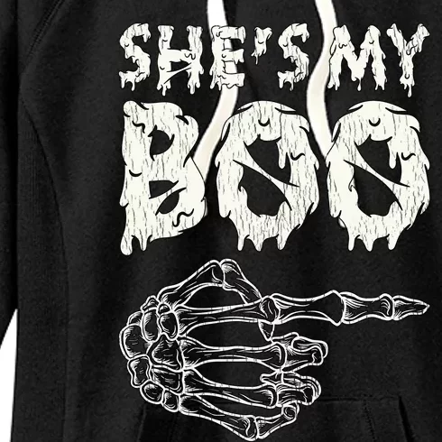 Retro She My Boo Couples Halloween For Her Matching Costume Gift Women's Fleece Hoodie