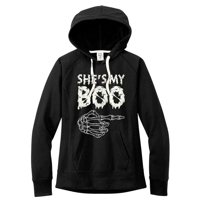 Retro She My Boo Couples Halloween For Her Matching Costume Gift Women's Fleece Hoodie