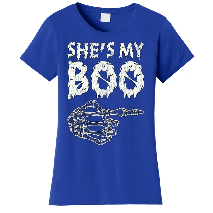 Retro She My Boo Couples Halloween For Her Matching Costume Gift Women's T-Shirt