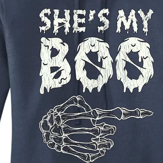 Retro She My Boo Couples Halloween For Her Matching Costume Gift Women's Pullover Hoodie