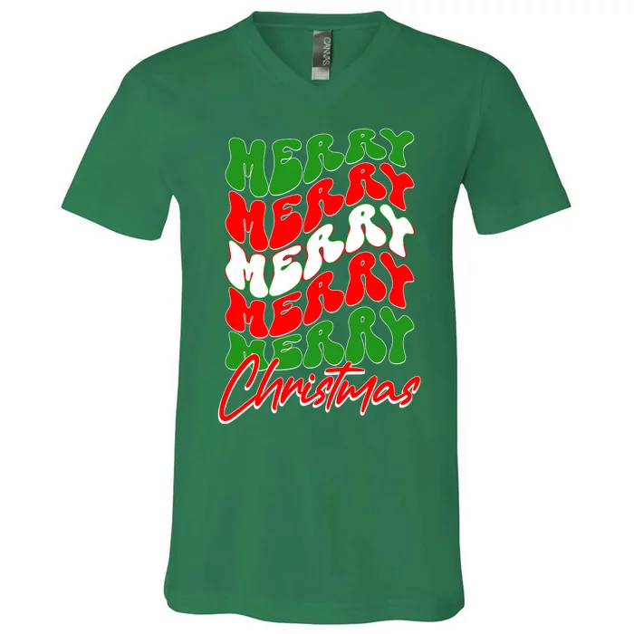 Retro Style Merry Christmas V-Neck T-Shirt