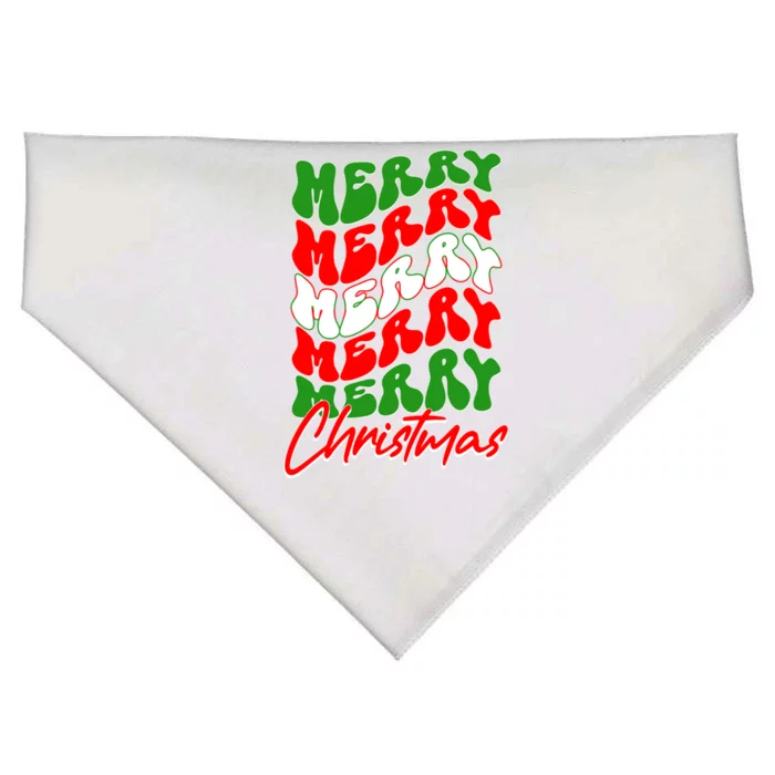 Retro Style Merry Christmas USA-Made Doggie Bandana