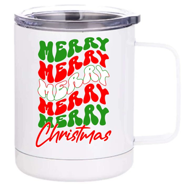 Retro Style Merry Christmas Front & Back 12oz Stainless Steel Tumbler Cup