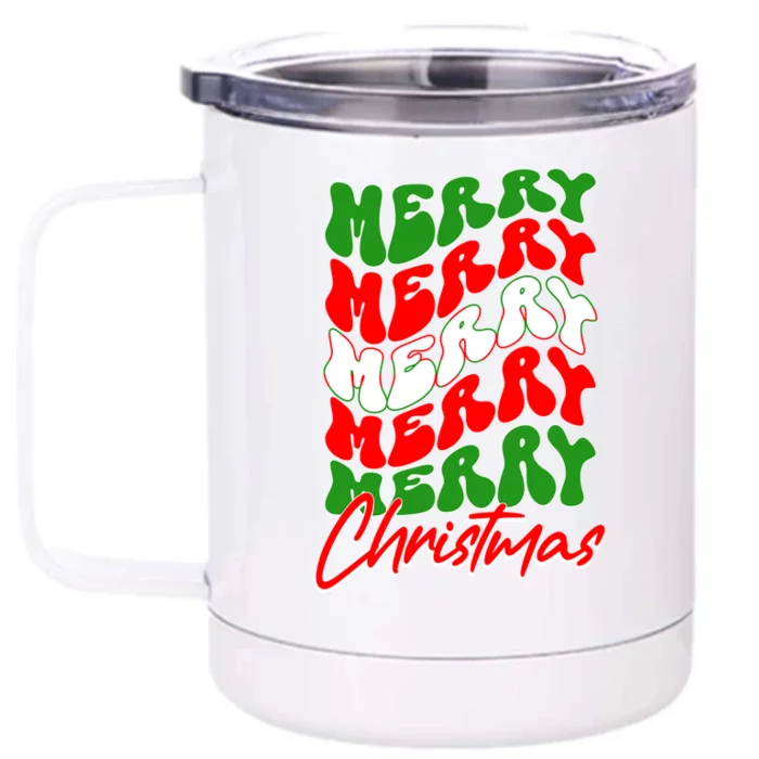 Retro Style Merry Christmas Front & Back 12oz Stainless Steel Tumbler Cup