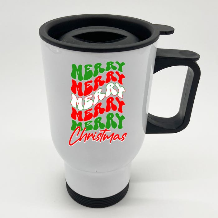 Retro Style Merry Christmas Front & Back Stainless Steel Travel Mug