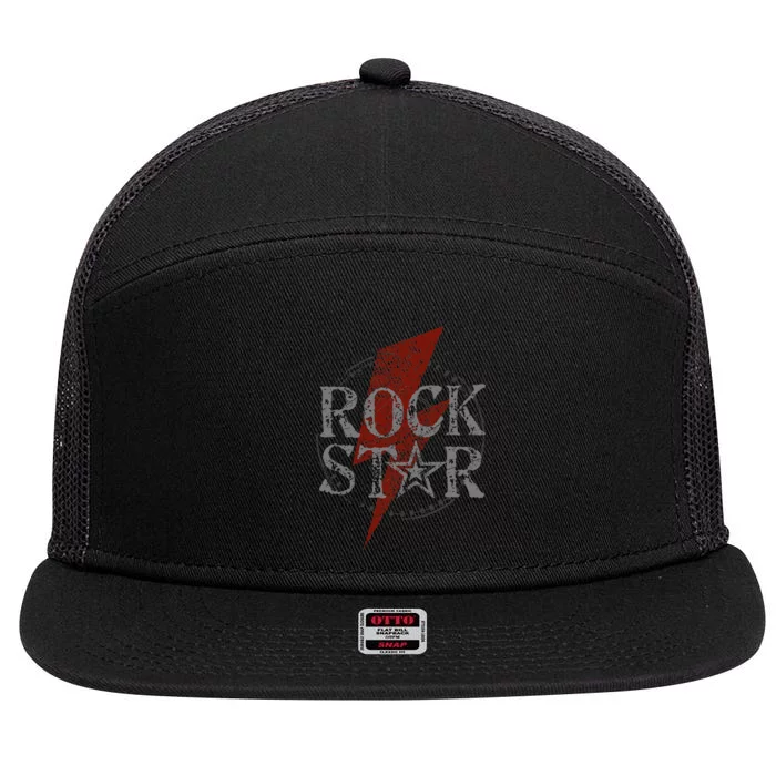 Rock Star Music Fan Gift Graphic Rock N Roll Star 7 Panel Mesh Trucker Snapback Hat