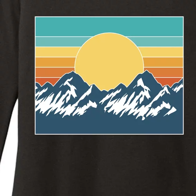 Retro Sunset Mountain Nature Womens CVC Long Sleeve Shirt