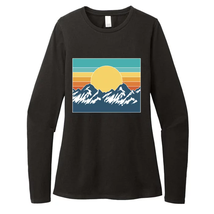 Retro Sunset Mountain Nature Womens CVC Long Sleeve Shirt