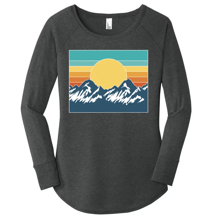 Retro Sunset Mountain Nature Women's Perfect Tri Tunic Long Sleeve Shirt