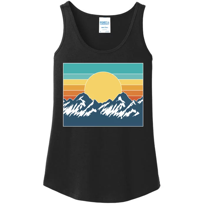 Retro Sunset Mountain Nature Ladies Essential Tank