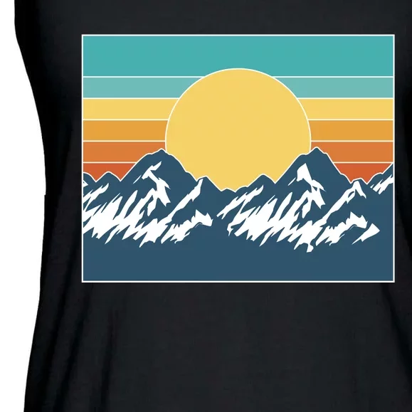 Retro Sunset Mountain Nature Ladies Essential Flowy Tank