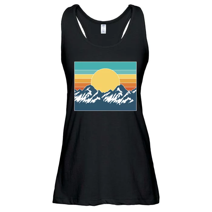 Retro Sunset Mountain Nature Ladies Essential Flowy Tank