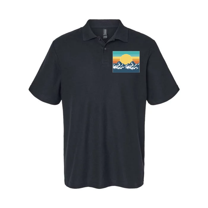 Retro Sunset Mountain Nature Softstyle Adult Sport Polo