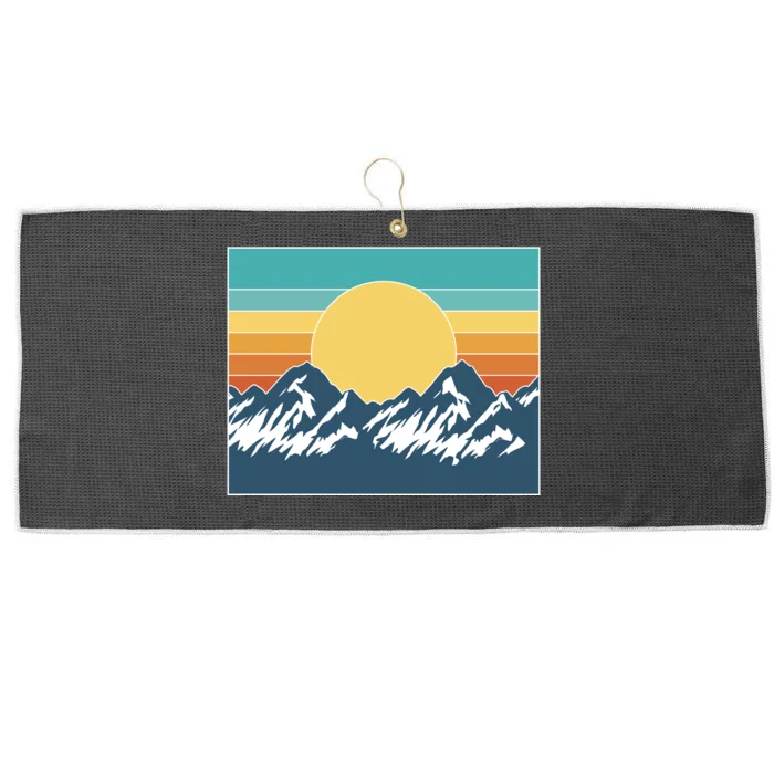 Retro Sunset Mountain Nature Large Microfiber Waffle Golf Towel