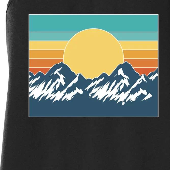 Retro Sunset Mountain Nature Women's Racerback Tank