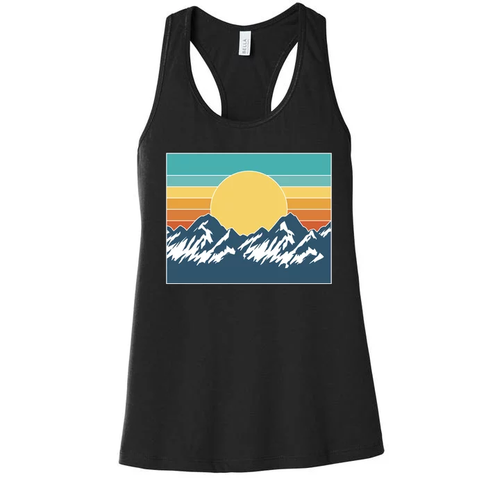 Retro Sunset Mountain Nature Women's Racerback Tank