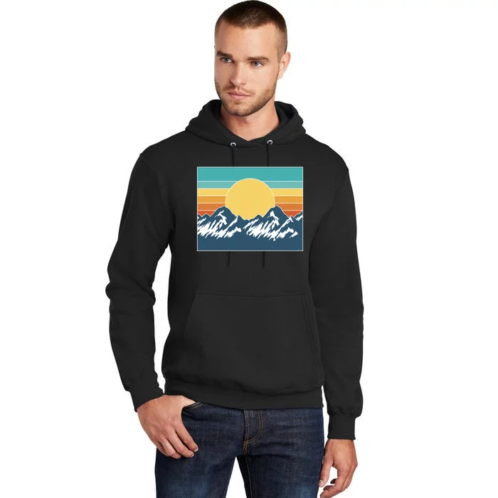 Retro Sunset Mountain Nature Tall Hoodie