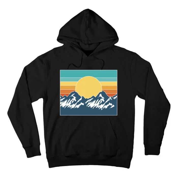 Retro Sunset Mountain Nature Tall Hoodie