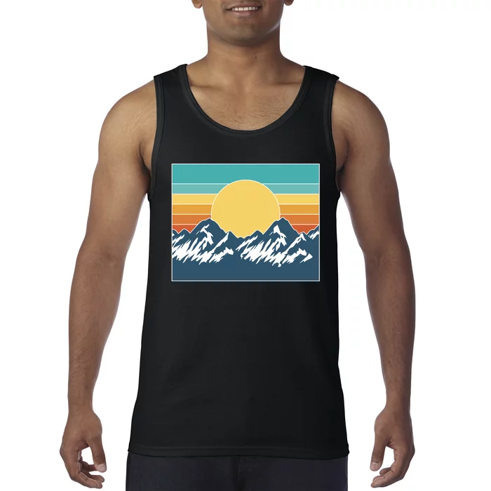 Retro Sunset Mountain Nature Tank Top