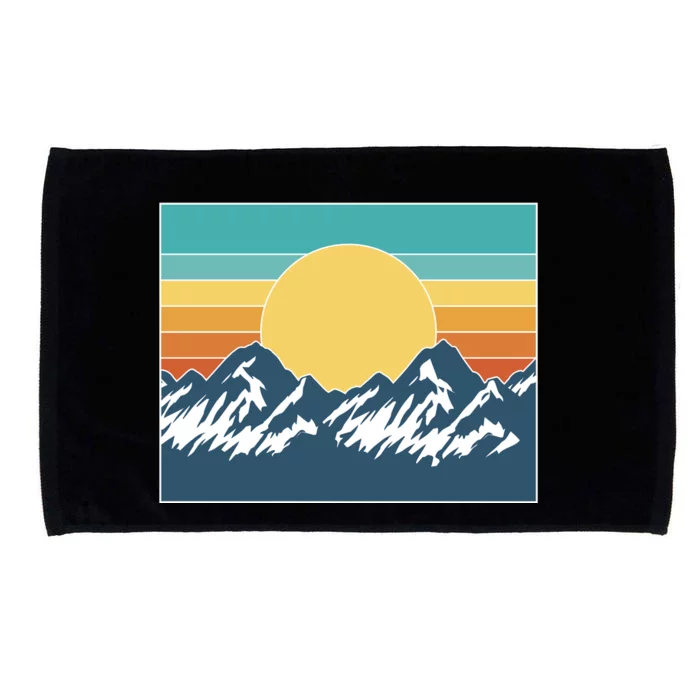 Retro Sunset Mountain Nature Microfiber Hand Towel