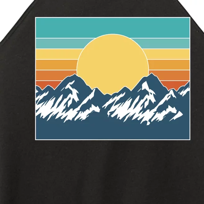 Retro Sunset Mountain Nature Women’s Perfect Tri Rocker Tank