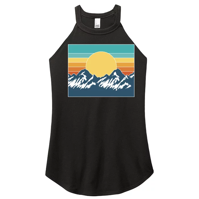 Retro Sunset Mountain Nature Women’s Perfect Tri Rocker Tank