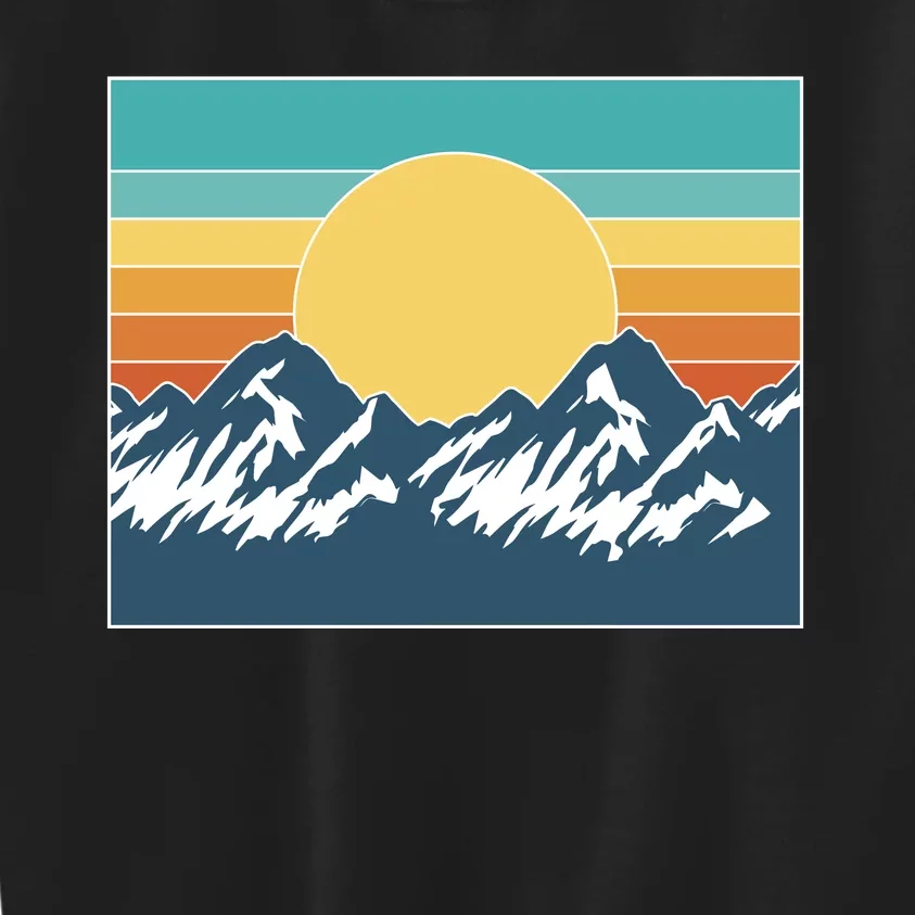 Retro Sunset Mountain Nature Kids Sweatshirt