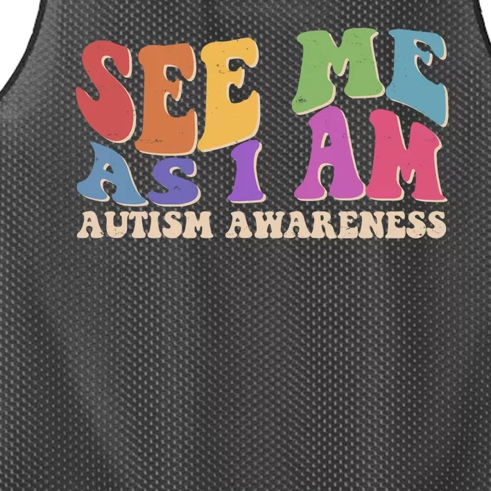 Retro See Me As I Am Autism Awareness Mesh Reversible Basketball Jersey Tank