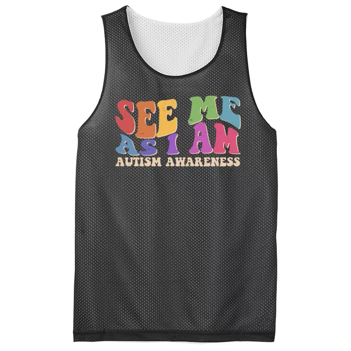 Retro See Me As I Am Autism Awareness Mesh Reversible Basketball Jersey Tank