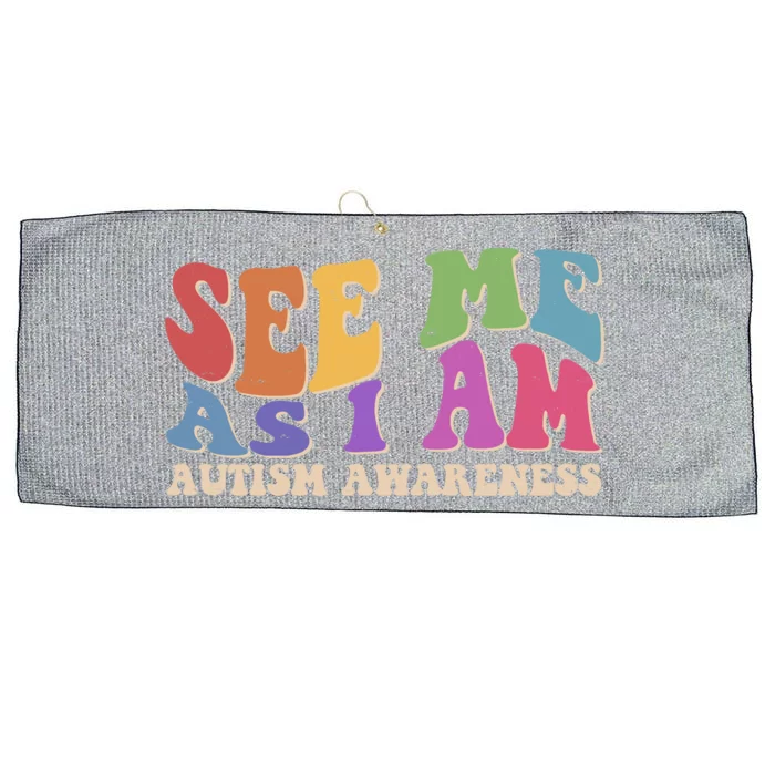 Retro See Me As I Am Autism Awareness Large Microfiber Waffle Golf Towel