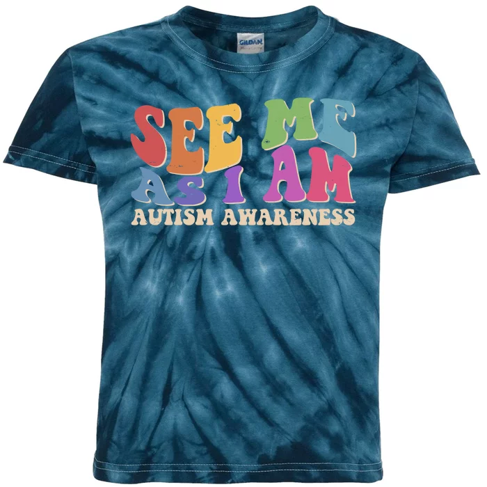 Retro See Me As I Am Autism Awareness Kids Tie-Dye T-Shirt