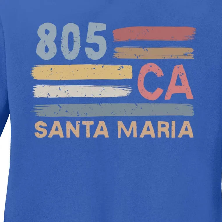 Retro Santa Maria Area Code 805 Residents State California Gift Ladies Long Sleeve Shirt