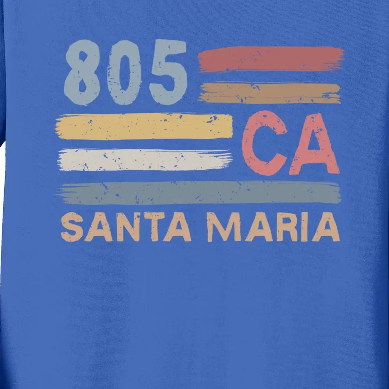 Retro Santa Maria Area Code 805 Residents State California Gift Kids Long Sleeve Shirt