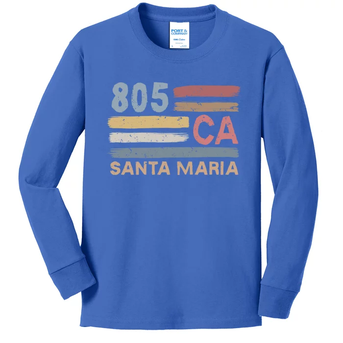 Retro Santa Maria Area Code 805 Residents State California Gift Kids Long Sleeve Shirt