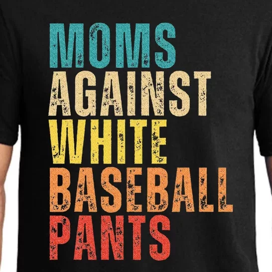 Retro Saying Moms Against White Baseball Pants Pajama Set