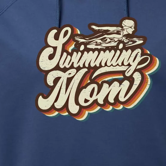 Retro Swimming Mom Sports Mama Mothers Day Gift Performance Fleece Hoodie