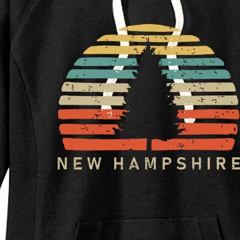 Retro Sunset New Hampshire Pine Tree Women's Fleece Hoodie