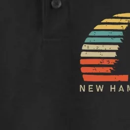 Retro Sunset New Hampshire Pine Tree Dry Zone Grid Performance Polo