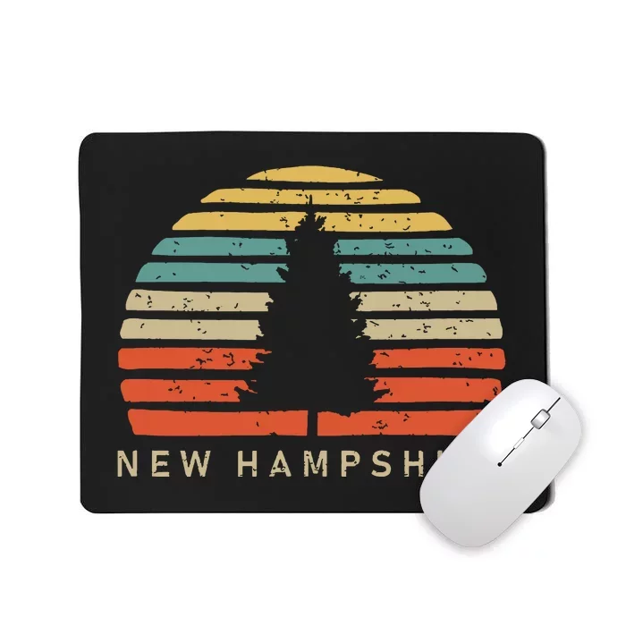 Retro Sunset New Hampshire Pine Tree Mousepad