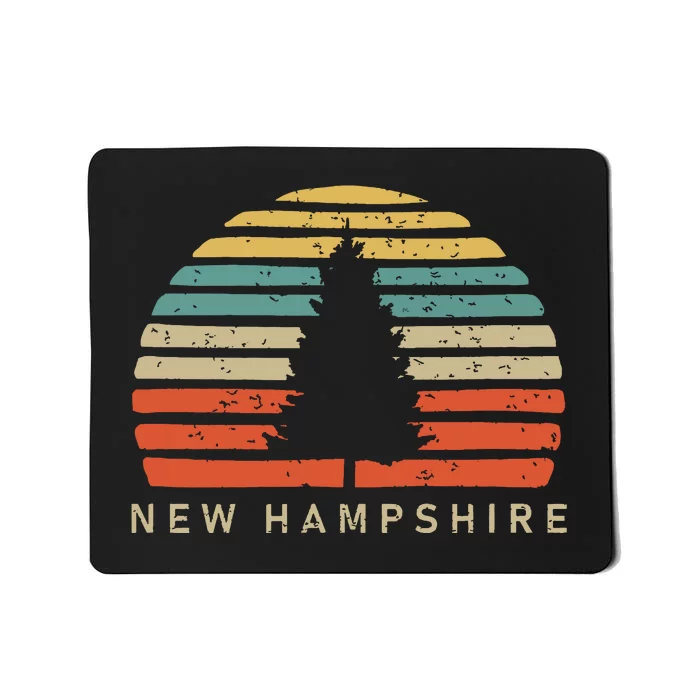 Retro Sunset New Hampshire Pine Tree Mousepad