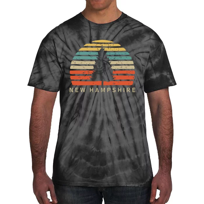 Retro Sunset New Hampshire Pine Tree Tie-Dye T-Shirt