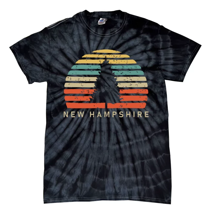 Retro Sunset New Hampshire Pine Tree Tie-Dye T-Shirt