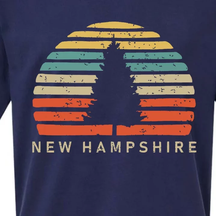 Retro Sunset New Hampshire Pine Tree Sueded Cloud Jersey T-Shirt