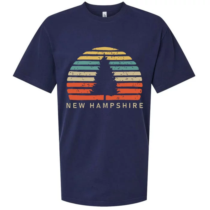 Retro Sunset New Hampshire Pine Tree Sueded Cloud Jersey T-Shirt