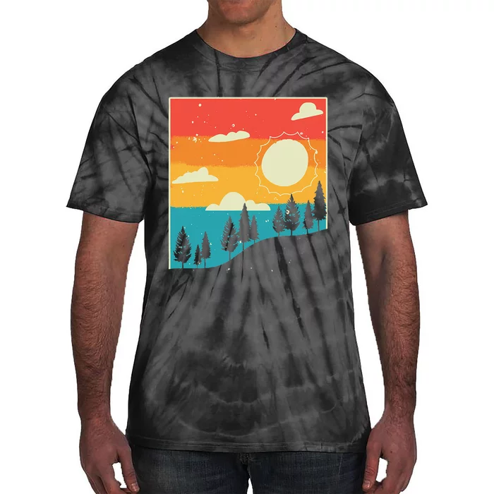 Retro Sun Nature Lover Forest Trees Wildlife Nature Tie-Dye T-Shirt